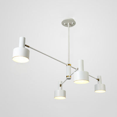 Araña de brazo largo nórdico negro/negro con sombra de tambor de metal iluminación colgante para sala de estar hote