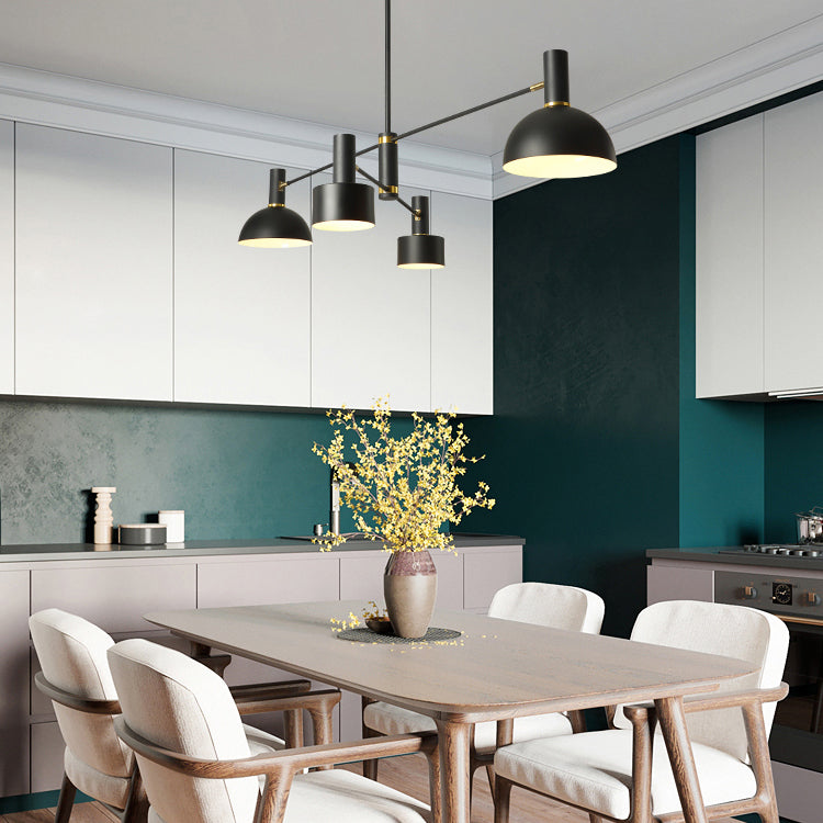 Drum & Dome Chandelier 4 Bulbes Éclairage pendentif en métal de style nordique pour restaurant de cuisine