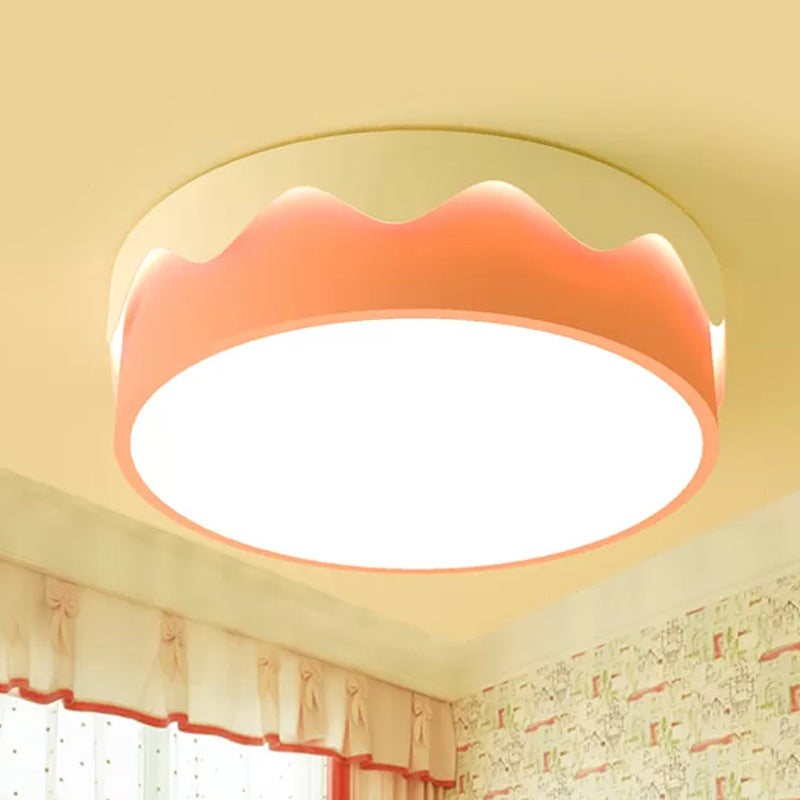Lampada da soffitto a tamburo rosa per bambini, illuminazione da incasso a LED in acrilico con montaggio a incasso in luce calda/bianca