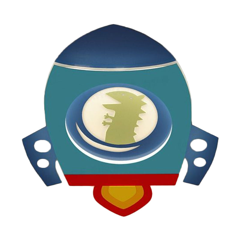 Apparecchio di illuminazione per montaggio a incasso a LED blu a LED a soffitto in acrilico a forma di razzo in luce calda/bianca