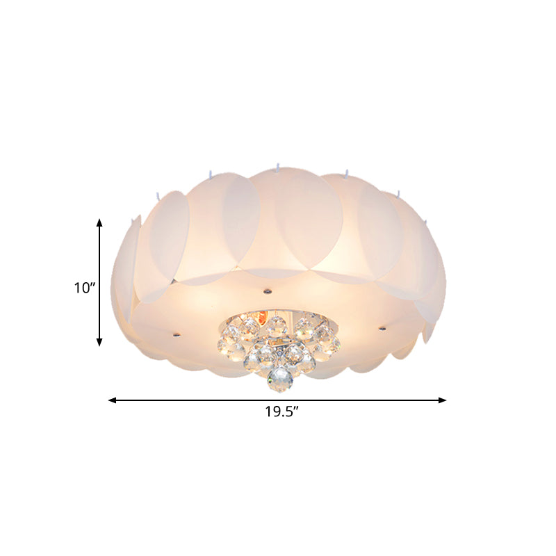 Drum Frosted White Glass Flushmount Modern 4/5 Bulbs Camera Soffitto Lampada con Crystal Ball, 19,5 "/23.5" Larghezza