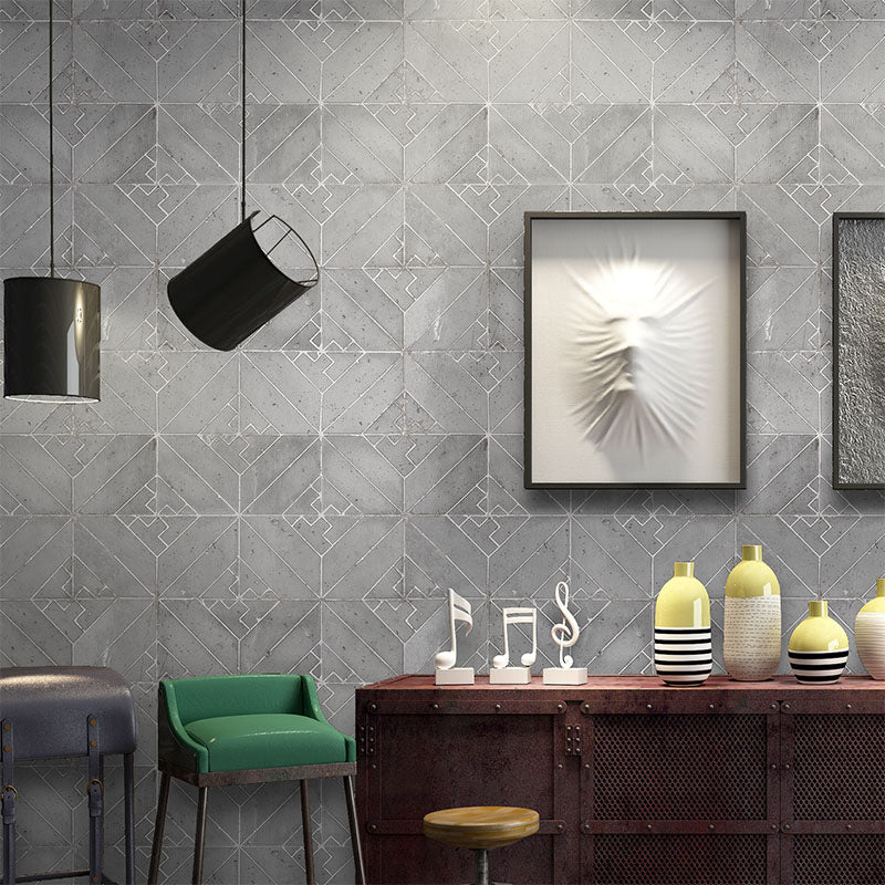 Geometrische Rautentapete, industrielle Vinyl-Wandkunst in dunkler Farbe für die Inneneinrichtung
