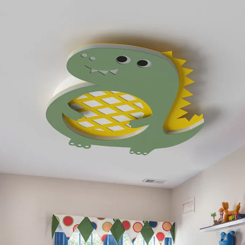 Dinosaurier-Unterputzlampe, Cartoon-LED-Kinderzimmer-Unterputzleuchte aus Acryl in Grün, Weiß/Warmes Licht