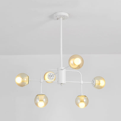 Lampe suspendue à la teinte orbe contemporaine avec une teinte en verre 6 lumières