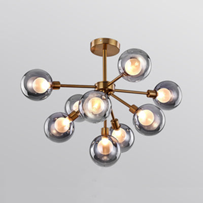 Luce a ciondolo a bolla bianca/fumo 7/9 luci post lampadario a sospensione di vetro moderno per il ristorante