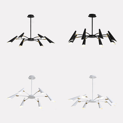 Black/White Spider Ceiling Lamp 6/8 Lights Contemporary Metal Pendant Chandelier