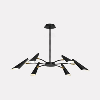Black/White Spider Ceiling Lamp 6/8 Lights Contemporary Metal Pendant Chandelier