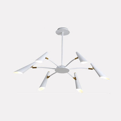 Black/White Spider Ceiling Lamp 6/8 Lights Contemporary Metal Pendant Chandelier