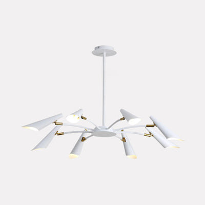 Black/White Spider Ceiling Lamp 6/8 Lights Contemporary Metal Pendant Chandelier