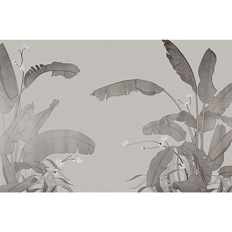 Tropica Plant Banana Tree Murals Grey Moisture-Resistant Wall Decor for Living Room