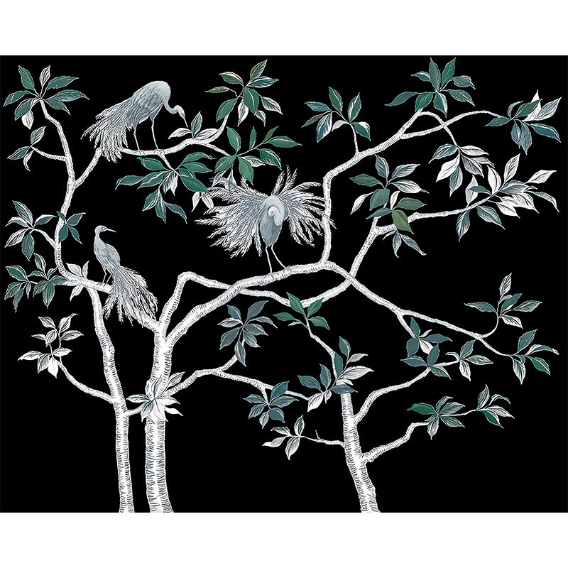 Waterproof Peacock and Tree Murals Asian Non-Woven Fabric Wall Art, Made to Measure