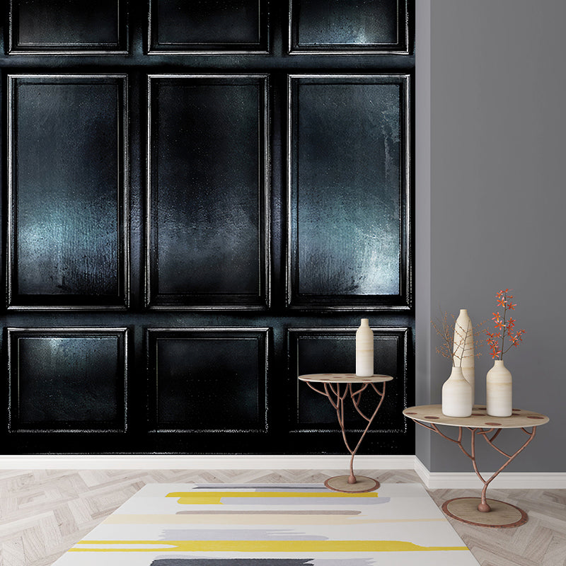 Whole Photography Modern Murals with Faux Cabinet Pattern in Gloss Black for Living Room