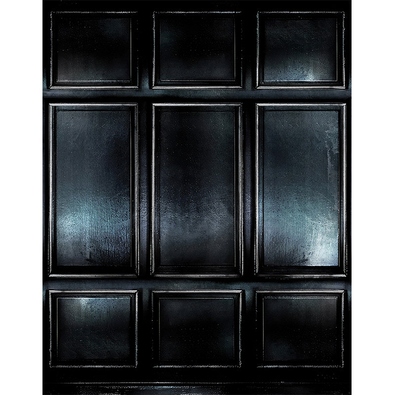 Whole Photography Modern Murals with Faux Cabinet Pattern in Gloss Black for Living Room