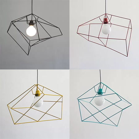 Simple 1 Light Suspension Light with Metal Shade Red/Yellow/Black Abstract Ceiling Pendant Light