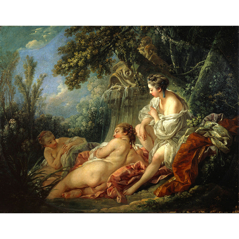 Stain-Proof Wallpaper Murals Retro Non-Woven Wall Art with Francois Boucher The Four Seasons Pattern