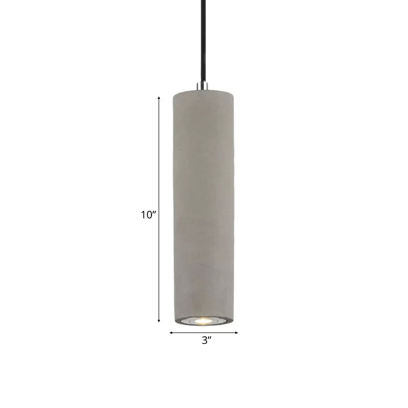 10"/19.5" Tube Pendant Lighting in Nordic Style Cement 1 Light Grey Hanging Ceiling Light in Warm/White Light