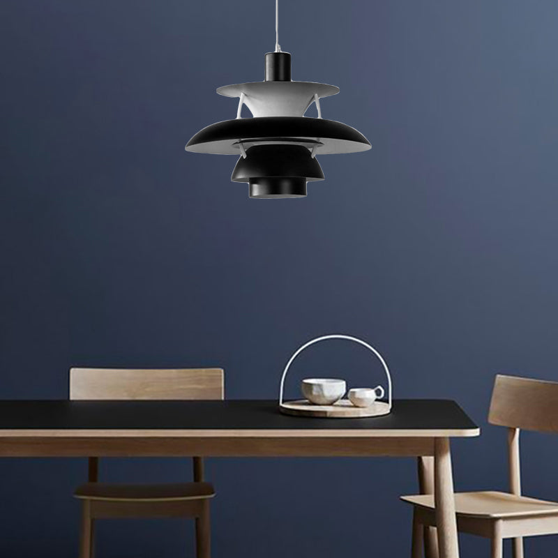 Designer gelaagde hanglamp metalen schaduw 1 licht hangend plafondlicht met hangsnoer