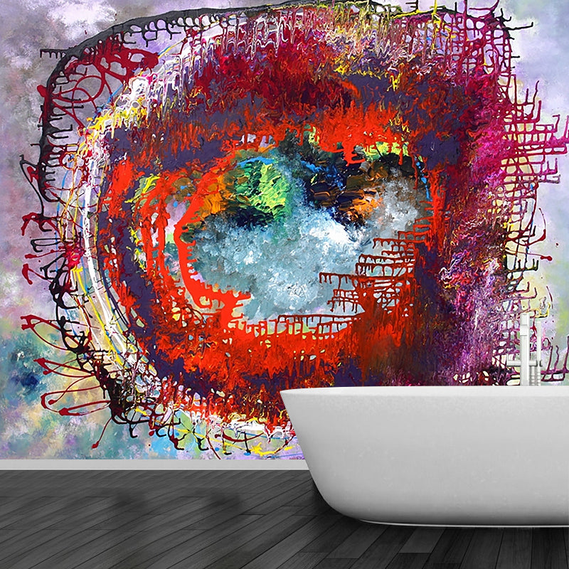 Modern Spray Paint Artwork Mural Purple-Red Stain Resistant Wall Decor for Bedroom