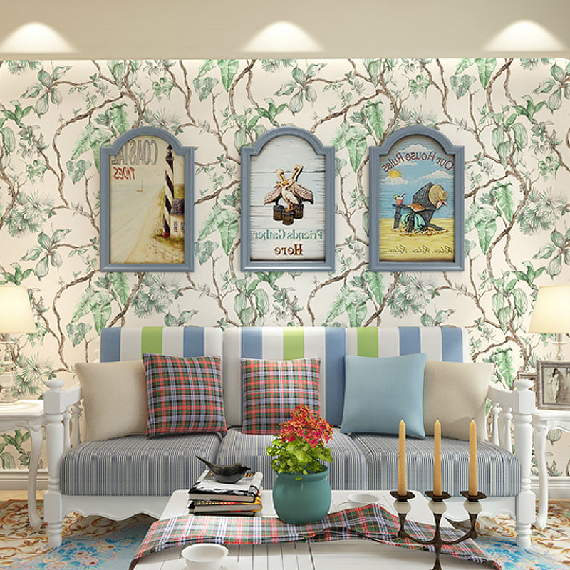 Papier peint à branches de fleurs, décoration murale de salon résistante à l'humidité, 57,1 pieds carrés