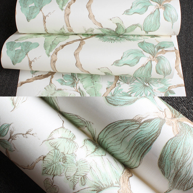 Flower Branch Wallpaper Cottage Moisture-Resistant Living Room Wall Decor, 57.1-sq ft