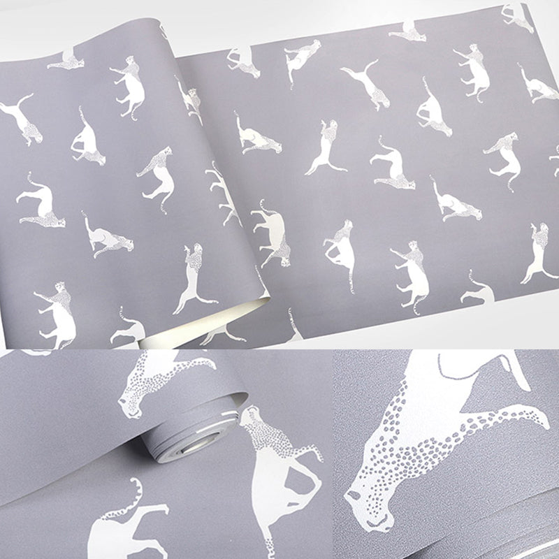 Scandinavian Animal Leopard Wallpaper Bright Color Non-Pasted Wall Decor for Home