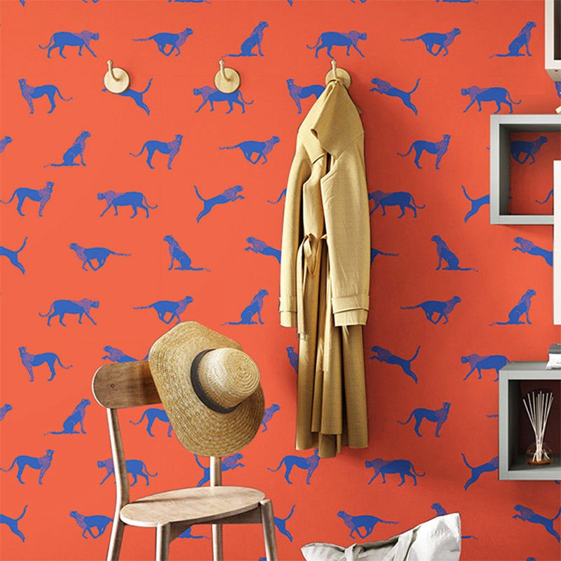 Papier peint léopard Animal scandinave, couleur vive, décoration murale Non collée pour la maison