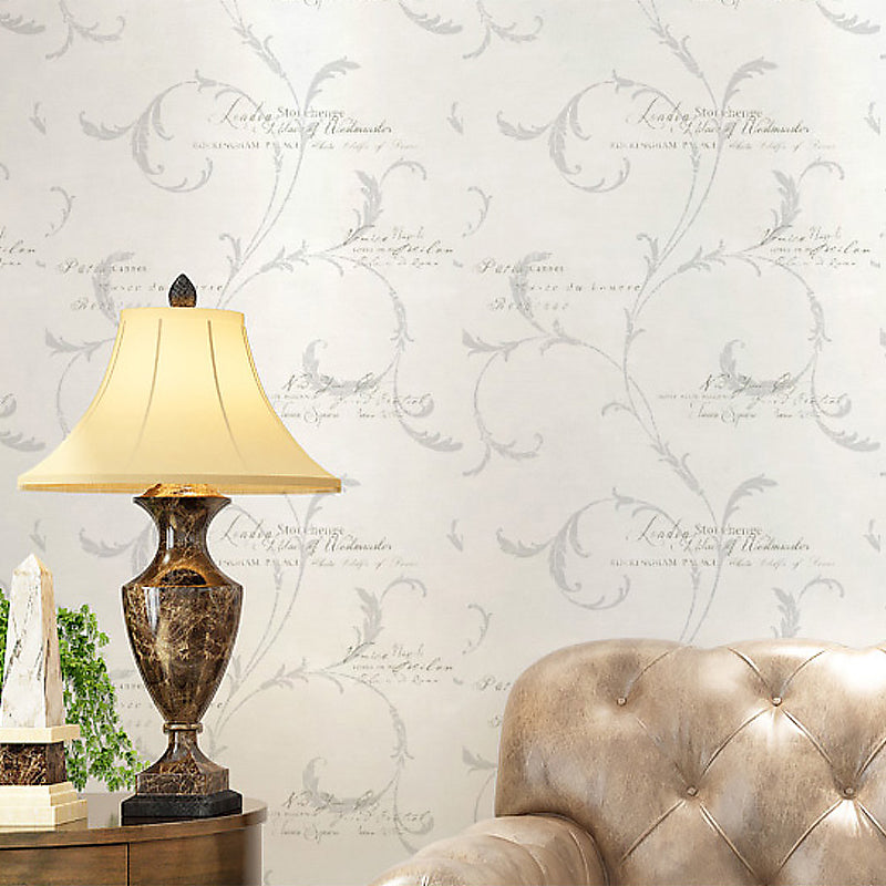 Feather and Script Print Wallpaper Minimalist Moisture Resistant Living Room Wall Covering, 57.1-sq ft