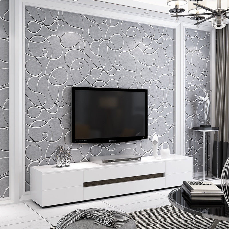 Modernist Swirl Patterned Wallpaper Pastel Color Unpasted Wall Art for Living Room