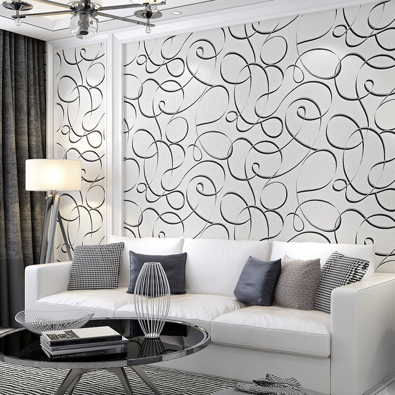 Modernist Swirl Patterned Wallpaper Pastel Color Unpasted Wall Art for Living Room