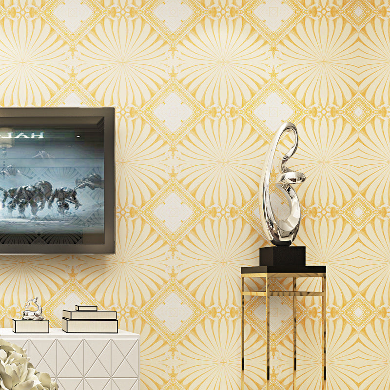 Boho-Chic Geo Lattice Wallpaper Roll Bright Color Moisture Resistant Wall Art for Accent Wall