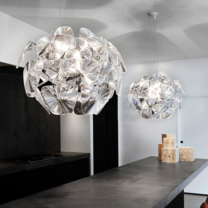 Globe Acrylic Pendant Lighting Fixture Modern 24"/28.5"/43" Wide 1 Light Clear Ceiling Suspension Lamp