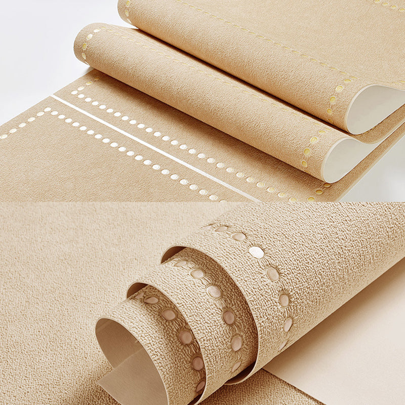 Modern Light-Color Flock Wallpaper Textured Grid Pattern Moisture Resistant Wall Art