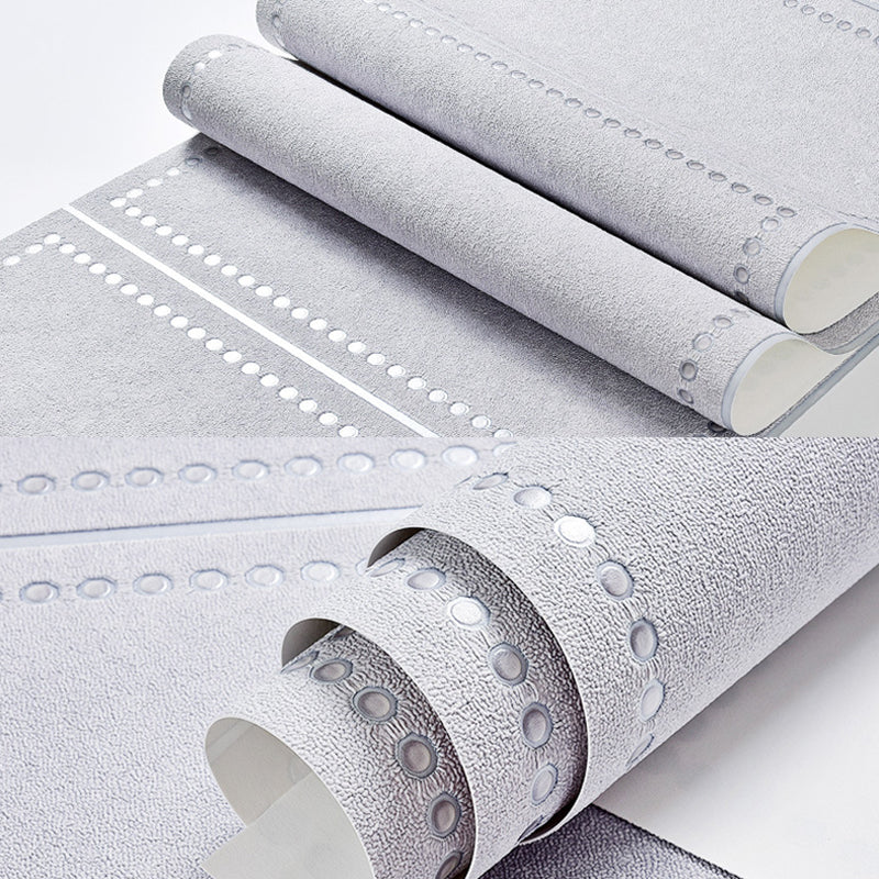 Modern Light-Color Flock Wallpaper Textured Grid Pattern Moisture Resistant Wall Art