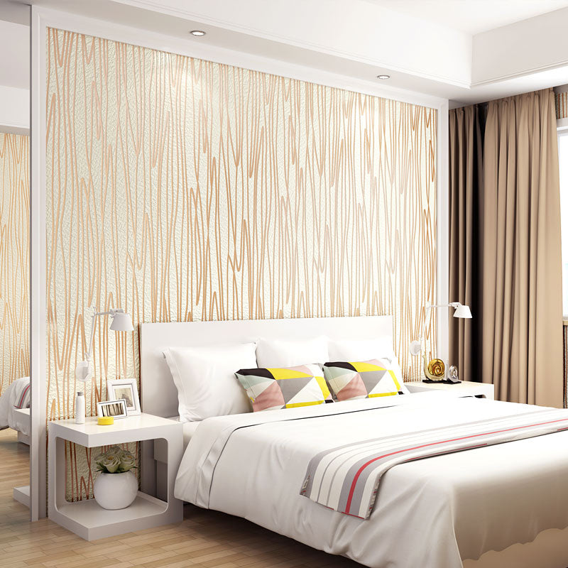 Wall Covering Contemporary Abstract Lines Teens Bedroom Wallpaper Roll in Light Color