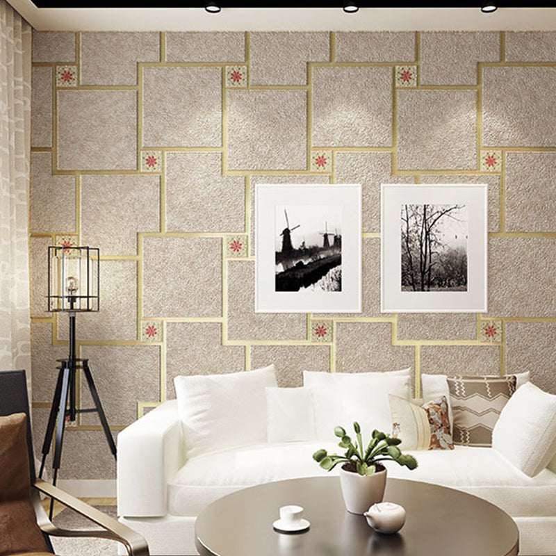 Papier peint géométrique de couleur foncée, carrés, décoration murale résistante à l'humidité pour salon