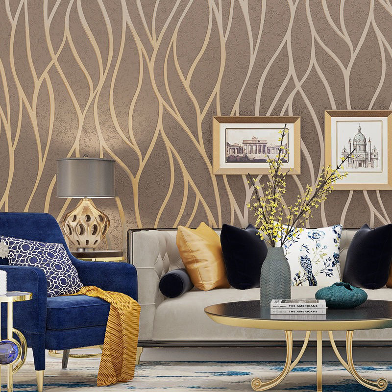 Minimalist 57.1-sq ft Wall Art Curvaceous Non-Pasted Wallpaper in Soft Color for Living Room