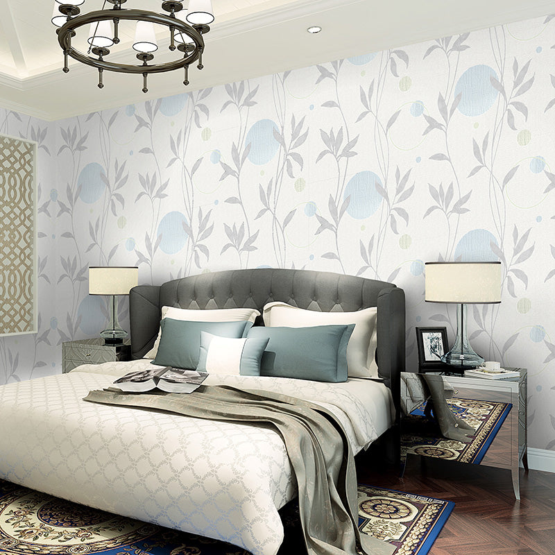 Wall Decor Rustic Leaf and Bubble Teenage Soft Color Wallpaper for Bedroom, Non-Pasted