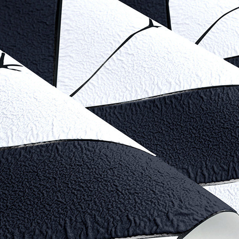 Flock Textured Wallpaper Chevron Teenage Bedroom Wall Decor with Color-Block Design