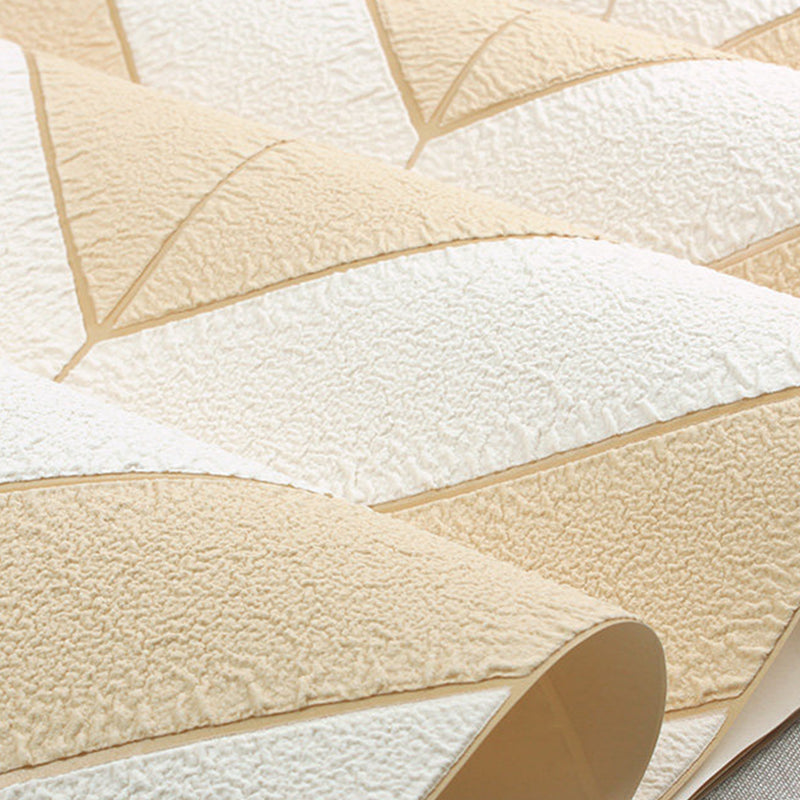 Flock Textured Wallpaper Chevron Teenage Bedroom Wall Decor with Color-Block Design