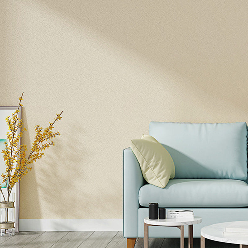 Simplicity Soft Color Flock Wallpaper Textured Solid Non-Pasted Wall Covering for Bedroom