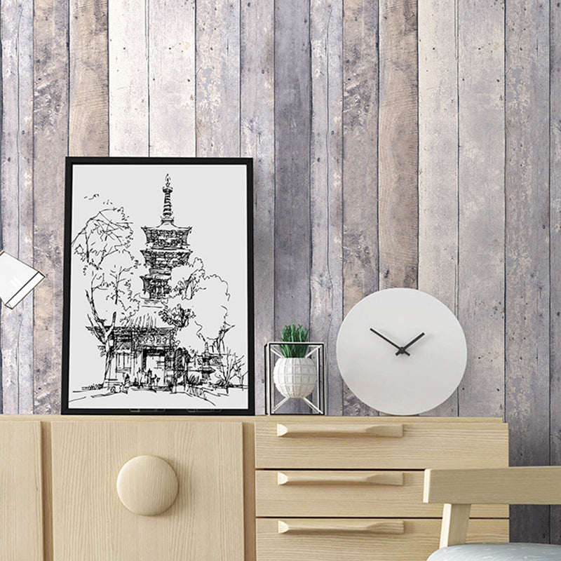 Behangrol Rustiek teruggewonnen houten plank Veelkleurige wanddecoratie voor kinderslaapkamer