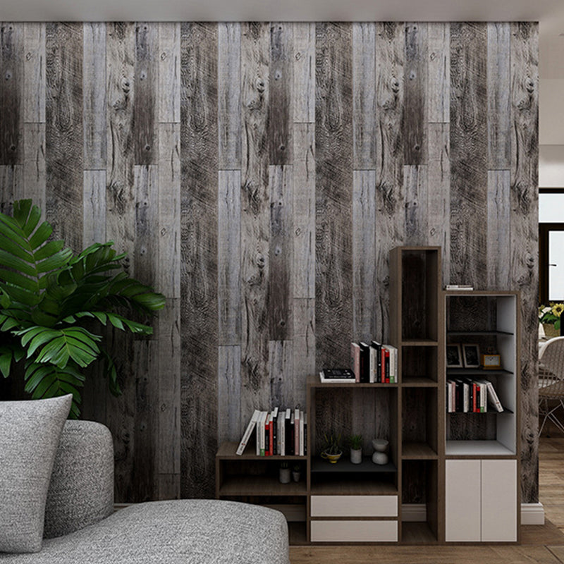 Temporary Adhesive Wallpaper Wood Effect Dark Color Industrial Plaster Wall Art for Living Room