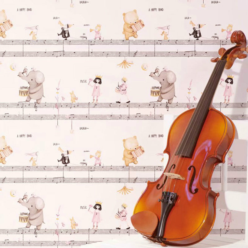 Neuartige Kindertapetenrolle mit Musiknotenmuster, sanfte Farbwanddekoration für das Spielzimmer