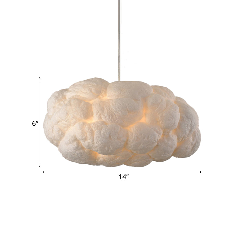 Algodón de algodón de luz colgante de nube de estilo contemporáneo 1/2/4 ligero en blanco, 14 "/16" W