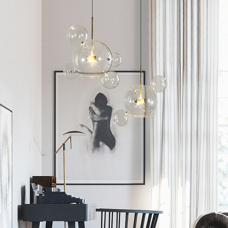 Luce a sospensione in vetro trasparente Modernista 1/4/6 Luci LED LAMPAGGIO A RAGGIO DI APPLICA