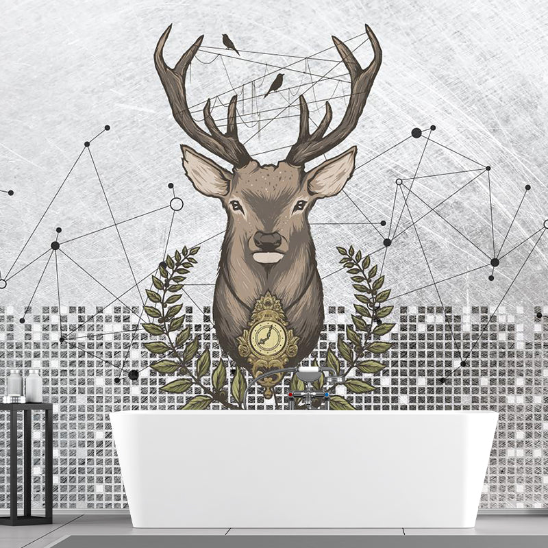 Washable Deer Wallpaper Murals Contemporary Non-Woven Wall Covering, Made to Measure
