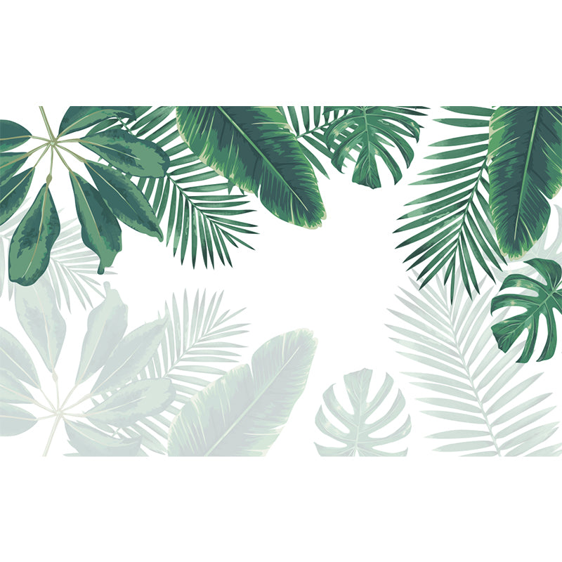 Large Plant Wallpaper Mural Tropical Leaves Wall Decoration in Green for Dorm Room