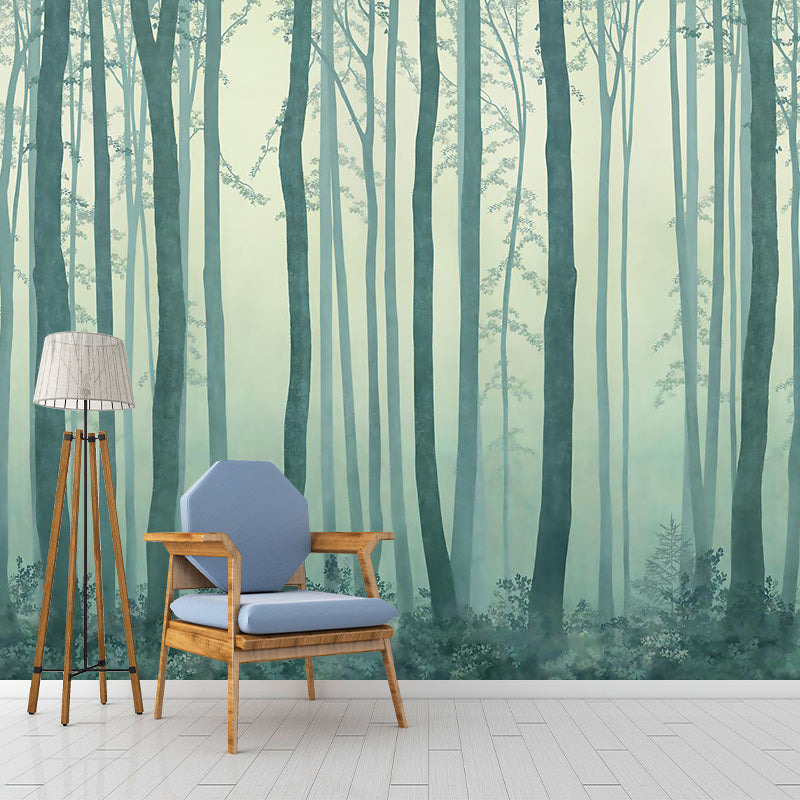 Misty Trees Wall Murals Decal for Living Room Forest Wall Decor, Made to Measure