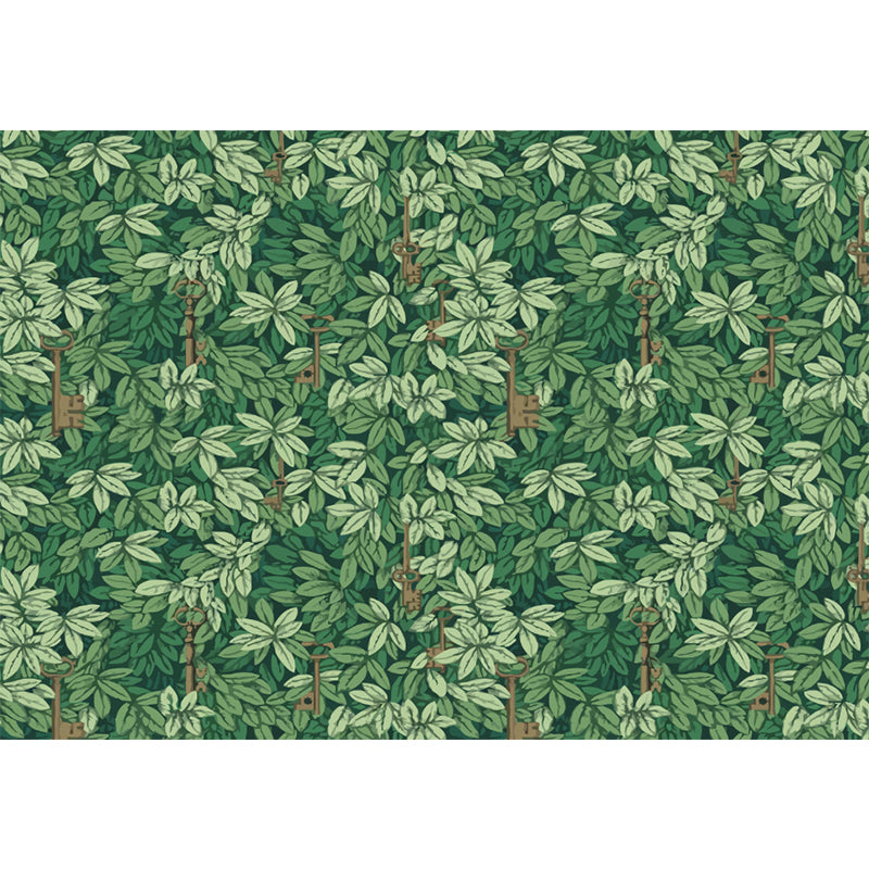 Green Botanix Murals Wallpaper Leaves Modern Moisture Resistant Wall Covering for Home