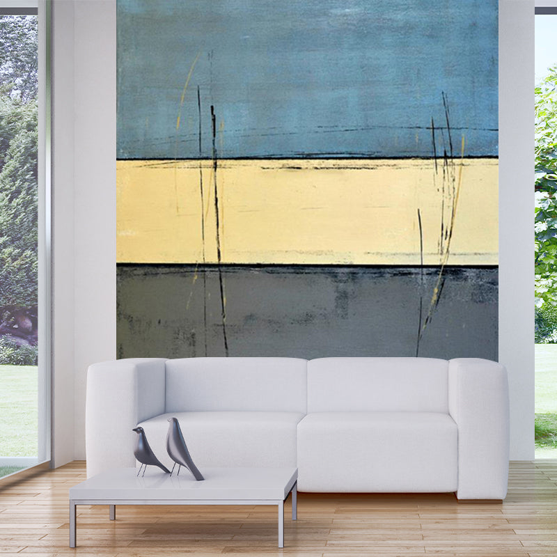 Geometric Color Swatches Murals Minimalist Non-Woven Wall Art in Yellow and Blue